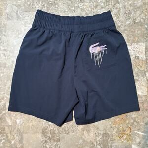 Lacoste Sport Shorts Mens Small Blue Drip Croc Miami Open 7” Ruffle Tennis